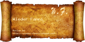 Wieder Fanni névjegykártya